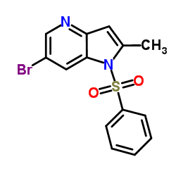 6-Bromo-2-methyl-1-(phenylsulfonyl)-1H-pyrrolo[3,2-b]pyridine结构式