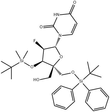 2'-Deoxy-3'-O-TBS-5'-O-TBDPS-2'-fluoro-4'-C-(hydroxymethyl)-uridine Structure