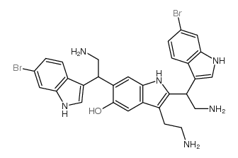 2,6-bis[2-amino-1-(6-bromo-1H-indol-3-yl)ethyl]-3-(2-aminoethyl)-1H-in dol-5-ol结构式