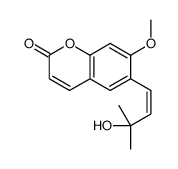 6-[(E)-3-Hydroxy-3-methyl-1-butenyl]-7-methoxy-2H-1-benzopyran-2-one结构式