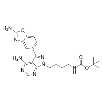 tert-Butyl (4-(4-amino-3-(2-aminobenzo[d]oxazol-5-yl)-1H-pyrazolo[3,4-d]pyrimidin-1-yl)butyl)carbamate Structure