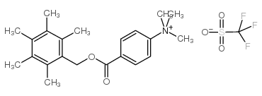 benzenaminium, n,n,n-trimethyl-4-[[(pentamethylphenyl)methoxy]carbonyl]-, salt with trifluoromethanesulfonic acid Structure