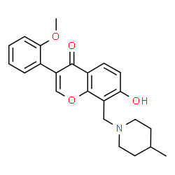 7-hydroxy-3-(2-methoxyphenyl)-8-((4-methylpiperidin-1-yl)methyl)-4H-chromen-4-one structure