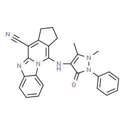 11-[(1,5-dimethyl-3-oxo-2-phenyl-2,3-dihydro-1H-pyrazol-4-yl)amino]-2,3-dihydro-1H-cyclopenta[4,5]pyrido[1,2-a]benzimidazole-4-carbonitrile Structure