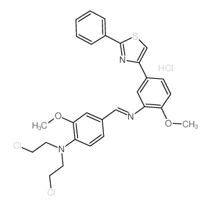 Thiazole, 4-[3-[[4-[bis (2-chloroethyl)amino]-3-methoxybenzylidene]amino]-4-m ethoxyphenyl]-2-phenyl-, monohydrochloride (8CI) (MF1) Structure