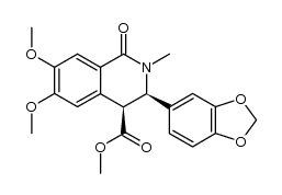 3c-benzo[1,3]dioxol-5-yl-6,7-dimethoxy-2-methyl-1-oxo-1,2,3,4-tetrahydro-isoquinoline-4r-carboxylic acid methyl ester结构式