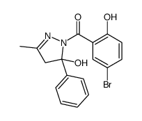 (5-bromo-2-hydroxyphenyl)-(5-hydroxy-3-methyl-5-phenyl-4H-pyrazol-1-yl)methanone结构式