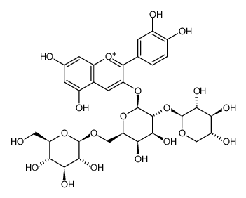 cyanidin 3-O-(6-O-glucosyl-2-O-xylosylgalactoside)结构式