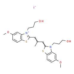 3-(3-hydroxypropyl)-2-[3-[3-(3-hydroxypropyl)-5-methoxy-3H-benzothiazol-2-ylidene]-2-methylprop-1-enyl]-5-methoxybenzothiazolium iodide结构式