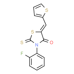 3-(2-fluorophenyl)-5-(2-thienylmethylene)-2-thioxo-1,3-thiazolidin-4-one structure