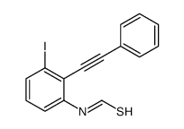 N-[3-iodo-2-(2-phenylethynyl)phenyl]methanethioamide Structure