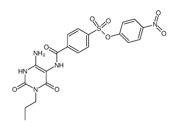 Benzenesulfonic acid,4-[[(4-amino-1,2,3,6-tetrahydro-2,6-dioxo-1-propyl-5-pyrimidinyl)amino]carbonyl]-,4-nitrophenyl ester picture