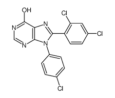 9-(4-chlorophenyl)-8-(2,4-dichlorophenyl)-3H-purin-6-one Structure