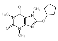 8-cyclopentyloxy-1,3,7-trimethyl-purine-2,6-dione结构式