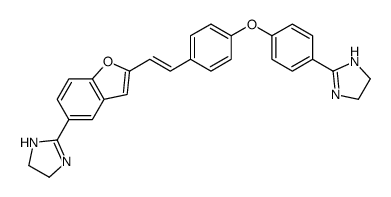 1H-Imidazole, 4,5-dihydro-2-(4-(4-(2-(5-(4,5-dihydro-1H-imidazol-2-yl)-2-benzofuranyl)ethenyl)phenoxy)phenyl)- Structure