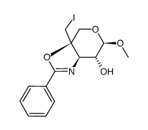 2'-phenyl-(methyl 3,4-dideoxy-4-C-iodomethyl-α-L-arabinopyranosido)-(3,4:4',5')-Δ2'-oxazoline结构式