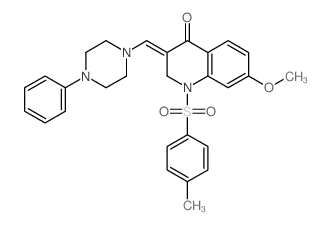 (3E)-7-methoxy-1-(4-methylphenyl)sulfonyl-3-[(4-phenylpiperazin-1-yl)methylidene]-2H-quinolin-4-one结构式