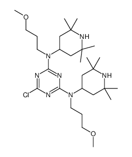 6-chloro-N,N'-bis(3-methoxypropyl)-N,N'-bis(2,2,6,6-tetramethyl-4-piperidyl)-1,3,5-triazine-2,4-diamine结构式