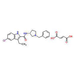5-chloro-3-ethyl-1H-indole-2-carboxylic acid (1-benzyl-pyrrolidin-3-yl)-amide 2-enedioic acid salt结构式