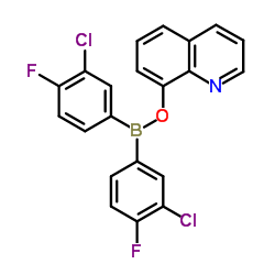 bis(3-chloro-4-fluorophenyl)-quinolin-8-yloxyborane结构式