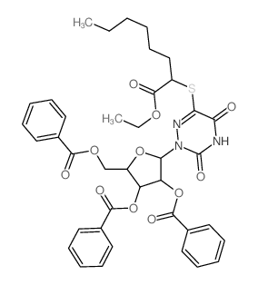 ethyl 2-[[2-[3,4-dibenzoyloxy-5-(benzoyloxymethyl)oxolan-2-yl]-3,5-dioxo-1,2,4-triazin-6-yl]sulfanyl]octanoate结构式