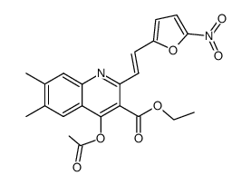 4-Acetoxy-6,7-dimethyl-2-[(E)-2-(5-nitro-furan-2-yl)-vinyl]-quinoline-3-carboxylic acid ethyl ester结构式