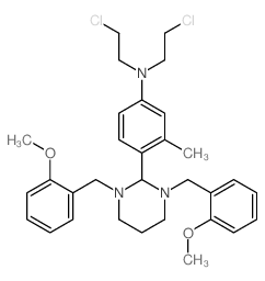 Benzenamine,N,N-bis(2-chloroethyl)-4-[hexahydro-1,3-bis[(2-methoxyphenyl)methyl]-2-pyrimidinyl]-3-methyl-结构式