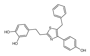 4-{2-[5-benzyl-4-(4-hydroxy-phenyl)-thiazol-2-yl]-ethyl}-benzene-1,2-diol结构式
