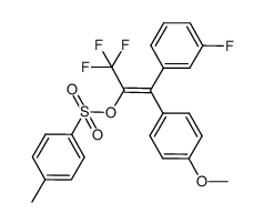 (E)-3,3,3-trifluoro-1-(3-fluorophenyl)-1-(4-methoxyphenyl)-2-tosyloxypropene结构式