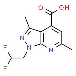 1-(2,2-Difluoroethyl)-3,6-dimethyl-pyrazolo[3,4-b]pyridine-4-carboxylic acid结构式