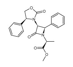 (S)-methyl 2-((3S,4R)-2-oxo-3-((S)-2-oxo-4-phenyloxazolidin-3-yl)-4-phenylazetidin-1-yl)propanoate结构式