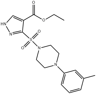 ethyl 3-{[4-(3-methylphenyl)piperazin-1-yl]sulfonyl}-1H-pyrazole-4-carboxylate structure