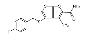 4-amino-3-[(4-fluorophenyl)methylsulfanyl]thieno[3,2-d][1,2]thiazole-5-carboxamide结构式