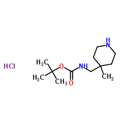 N-[(4-甲基哌啶-4-基)甲基]氨基甲酸叔丁酯盐酸盐结构式