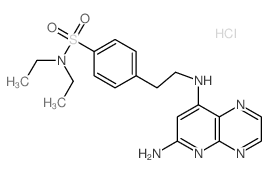 Benzenesulfonamide,4-[2-[(6-aminopyrido[2,3-b]pyrazin-8-yl)amino]ethyl]-N,N-diethyl-,hydrochloride (1:1) structure
