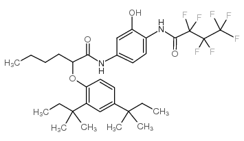 2-[2,4-双(1,1-二甲基丙基)苯氧基]-N-[4-(2,2,3,3,4,4,4-七氟丁酰胺)-3-羟基苯基]己酰胺结构式