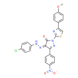 4-[(4-chlorophenyl)hydrazono]-2-[4-(4-methoxyphenyl)-1,3-thiazol-2-yl]-5-(4-nitrophenyl)-2,4-dihydro-3H-pyrazol-3-one结构式