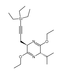 (2S,5R)-3,6-diethoxy-2-isopropyl-5-[3-(triethylsilyl)prop-2-ynyl]-2,5-dihydropyrazine Structure