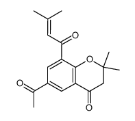 6-Acetyl-2,3-dihydro-2,2-dimethyl-8-(3-methyl-1-oxo-2-butenyl)-4H-1-benzopyran-4-one结构式