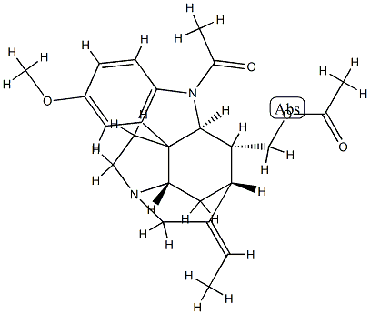 (19E)-1-Acetyl-19,20-didehydro-10-methoxycuran-17-ol acetate structure