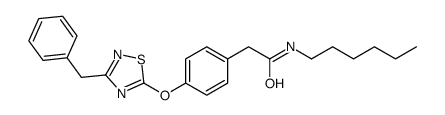 2-[4-[(3-benzyl-1,2,4-thiadiazol-5-yl)oxy]phenyl]-N-hexylacetamide Structure