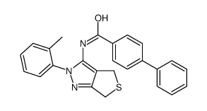 N-[2-(2-methylphenyl)-4,6-dihydrothieno[3,4-c]pyrazol-3-yl]-4-phenylbenzamide结构式