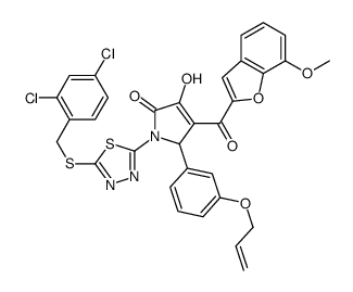 1-[5-[(2,4-dichlorophenyl)methylsulfanyl]-1,3,4-thiadiazol-2-yl]-4-hydroxy-3-(7-methoxy-1-benzofuran-2-carbonyl)-2-(3-prop-2-enoxyphenyl)-2H-pyrrol-5-one Structure