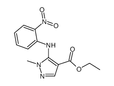 1-甲基-5-((2-硝基苯基)氨基)-1H-吡唑-4-甲酸乙酯结构式