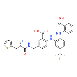 Benzoic acid,5-[[[(2S)-2-amino-1-oxo-3-(2-thienyl)propyl]amino]methyl]-2-[[2-[(2-carboxyphenyl)amino]-5-(trifluoromethyl)phenyl]amino]- picture