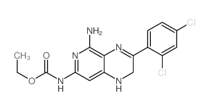 Carbamic acid, (5-amino-3-(2,4-dichlorophenyl)-1,2-dihydropyrido(3,4-b)pyrazin-7-yl)-, ethyl ester Structure