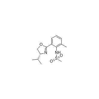 (R)-N-(2-(4-Isopropyl-4,5-dihydrooxazol-2-yl)-6-methylphenyl)methanesulfonamide Structure