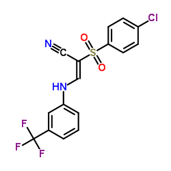 2-[(4-chlorophenyl)sulfonyl]-3-[3-(trifluoromethyl)anilino]acrylonitrile Structure