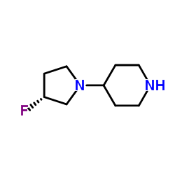 4-[(3R)-3-Fluoro-1-pyrrolidinyl]piperidine结构式