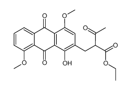 (RS)-2-(9,10-Dihydro-1-hydroxy-4,8-dimethoxy-9,10-dioxo-2-anthrylmethyl)-3-oxobuttersaeure-ethylester结构式